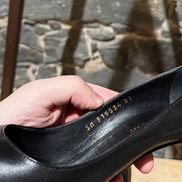 Saint Laurent Black Leather Paris 100 Pumps - Picture 5 of 11